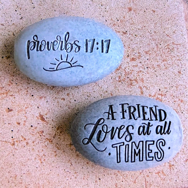 Angel Stone Proverbs Pocket Stone Proverbs 17:17 "A Friend Loves at all Times"