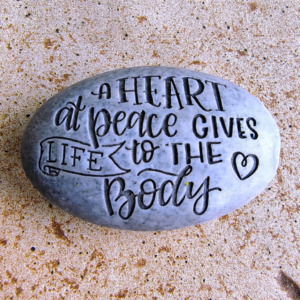 Angel Stone Proverbs Pocket Stone Proverbs 14:30 "A Heart at Peace Gives Life to the Body"