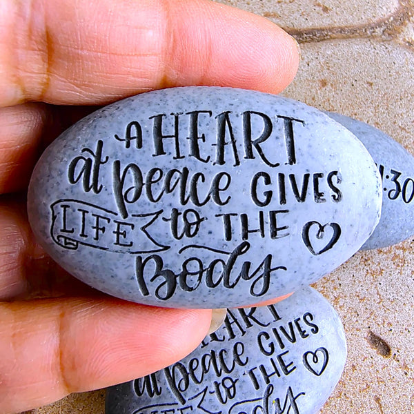 Angel Stone Proverbs Pocket Stone Proverbs 14:30 "A Heart at Peace Gives Life to the Body"