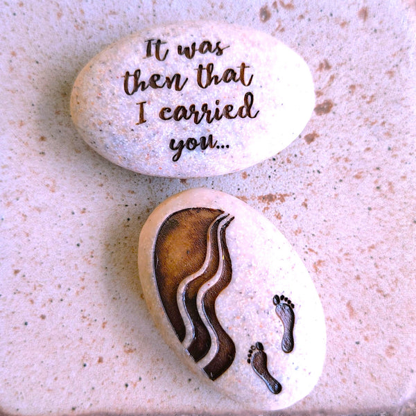 Impressions of Hope Scripture Stones Pocket Stone "Footprints in the Sand"