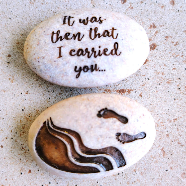 Impressions of Hope Scripture Stones Pocket Stone "Footprints in the Sand"