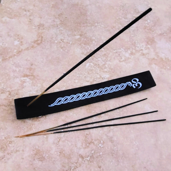 Om Symbol Black Wood Incense Stick Holder Ash Catcher