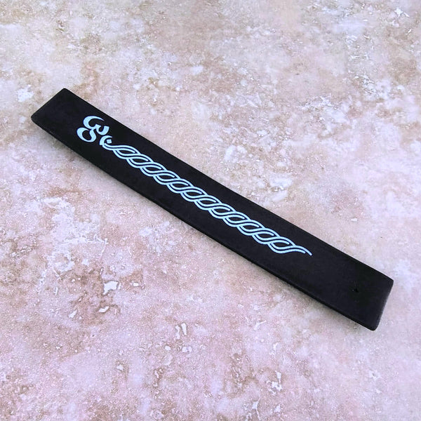 Om Symbol Black Wood Incense Stick Holder Ash Catcher