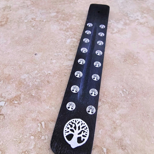 Celtic Tree Of Life Black Wood Incense Stick Holder Ash Catcher