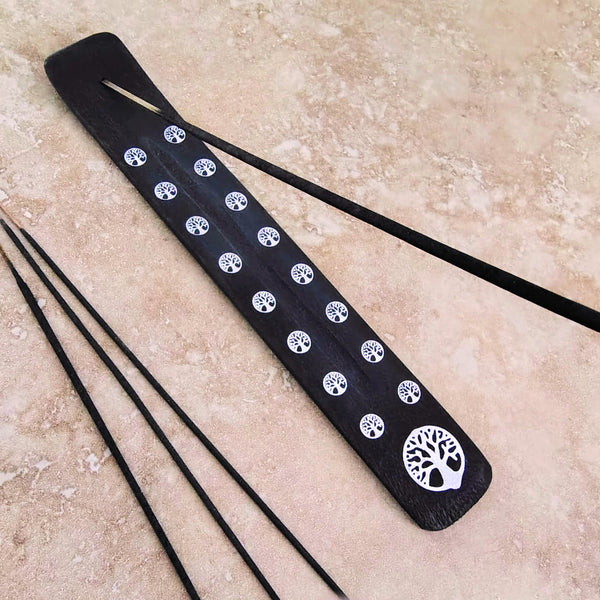 Celtic Tree Of Life Black Wood Incense Stick Holder Ash Catcher