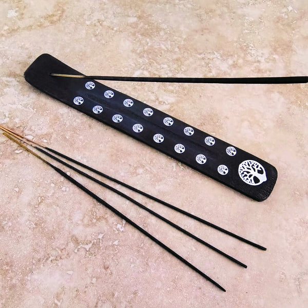 Celtic Tree Of Life Black Wood Incense Stick Holder Ash Catcher