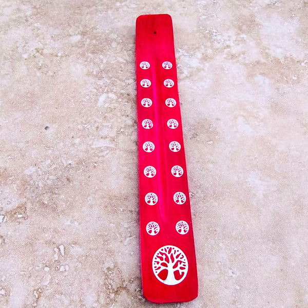 Celtic Tree Of Life Red Wood Incense Stick Holder Ash Catcher