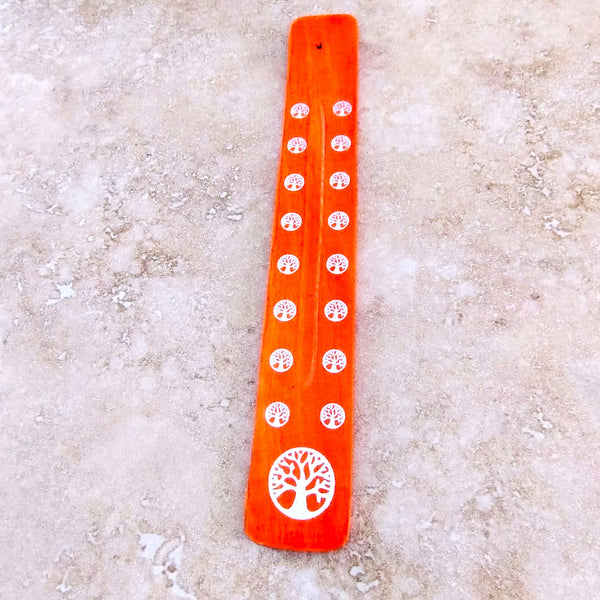 Celtic Tree Of Life Orange Wood Incense Stick Holder Ash Catcher
