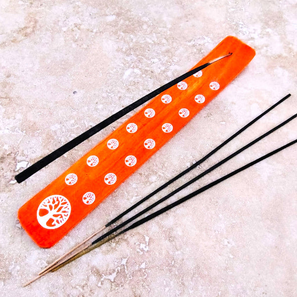 Celtic Tree Of Life Orange Wood Incense Stick Holder Ash Catcher