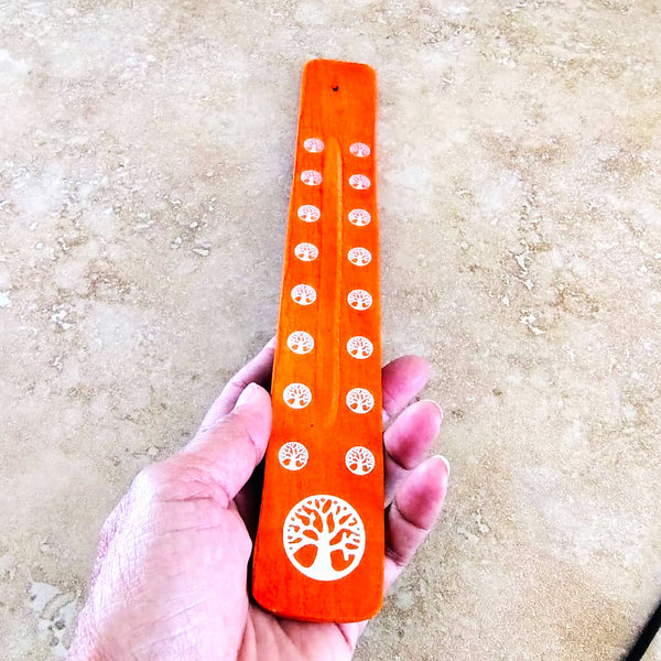 Celtic Tree Of Life Orange Wood Incense Stick Holder Ash Catcher