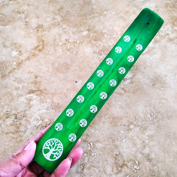 Celtic Tree Of Life Green Wood Incense Stick Holder Ash Catcher