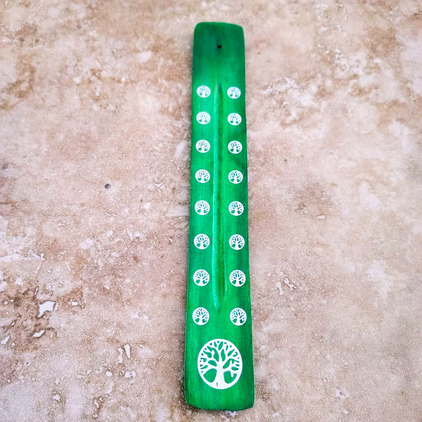 Celtic Tree Of Life Green Wood Incense Stick Holder Ash Catcher