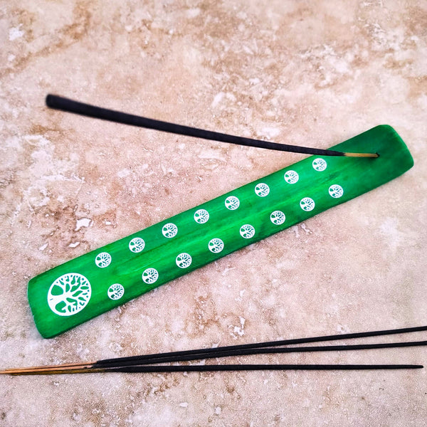 Celtic Tree Of Life Green Wood Incense Stick Holder Ash Catcher