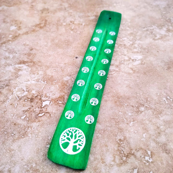 Celtic Tree Of Life Green Wood Incense Stick Holder Ash Catcher