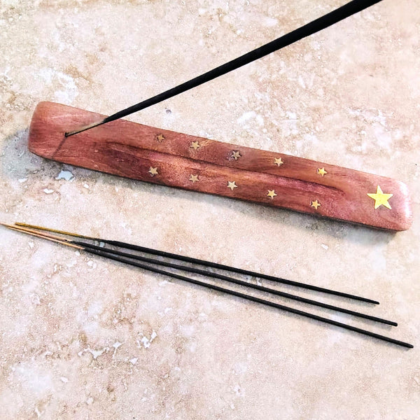 Star Wooden Incense Stick Holder Ash Catcher