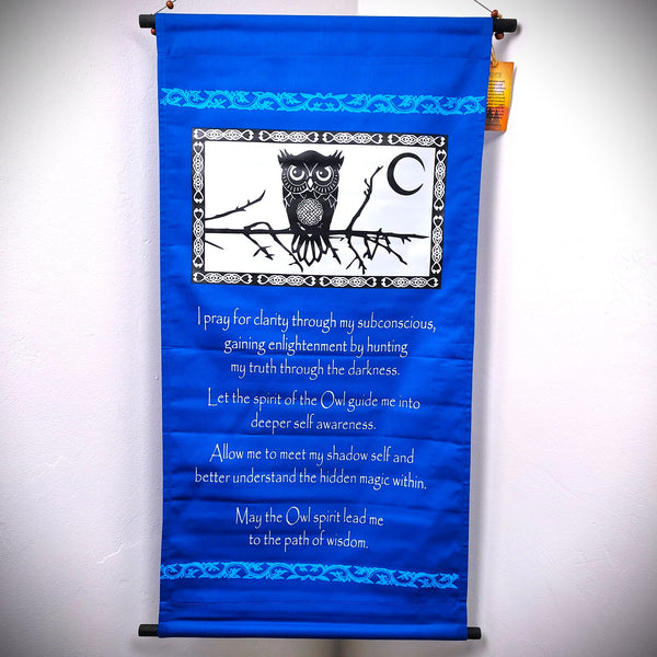 Owl Spirit Prayer Cotton Inspirational Banner Home Decor