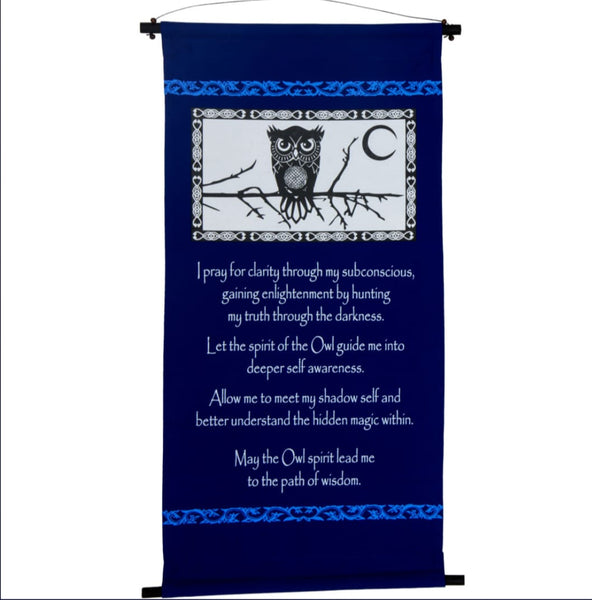 Owl Spirit Prayer Cotton Inspirational Banner Home Decor