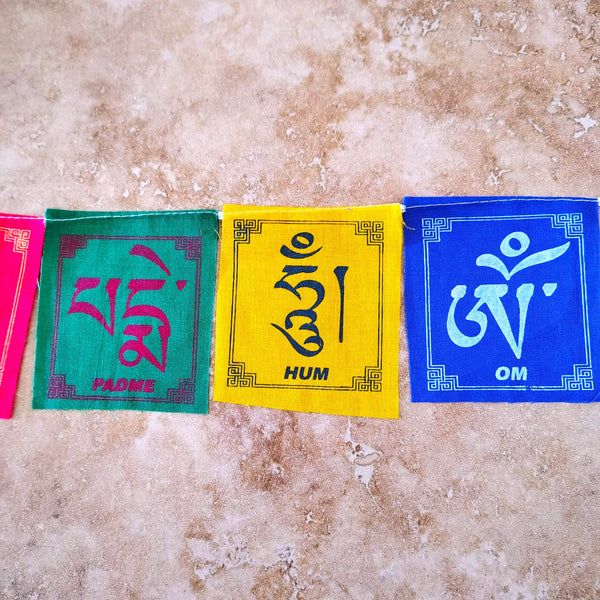Tibetan Prayer Flag 10 Flaps Om Mani padme Hum Prayer of Compassion