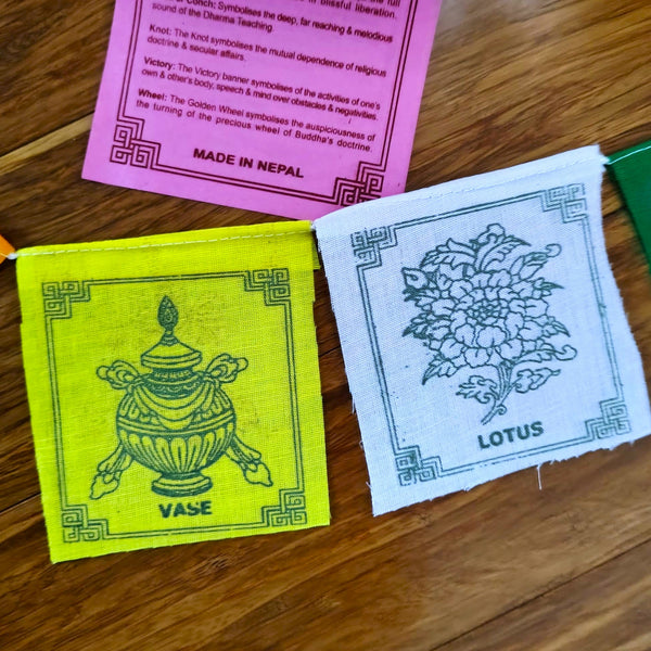 Eight Auspicious Symbols Prayer Flags of Good Luck