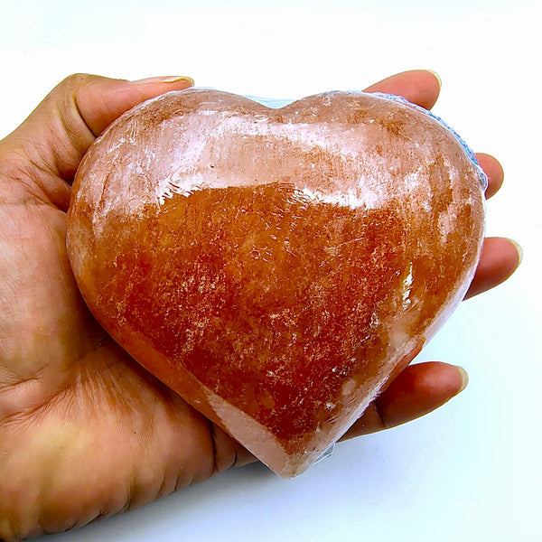Pink Himalayan Salt Hearts 4"