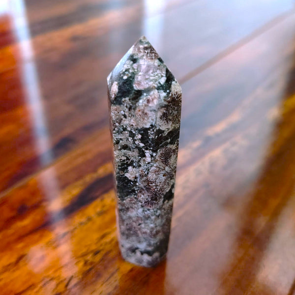 Green Flower Jasper Point Tower Hexagonal Obelisk