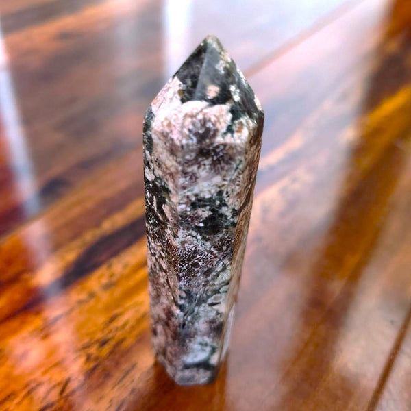 Green Flower Jasper Point Tower Hexagonal Obelisk