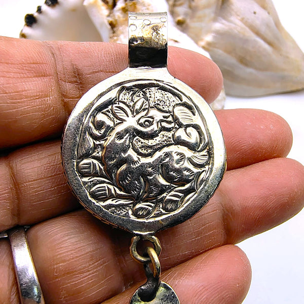 Labradorite Gemstone Pendant Polished Round Sterling Silver