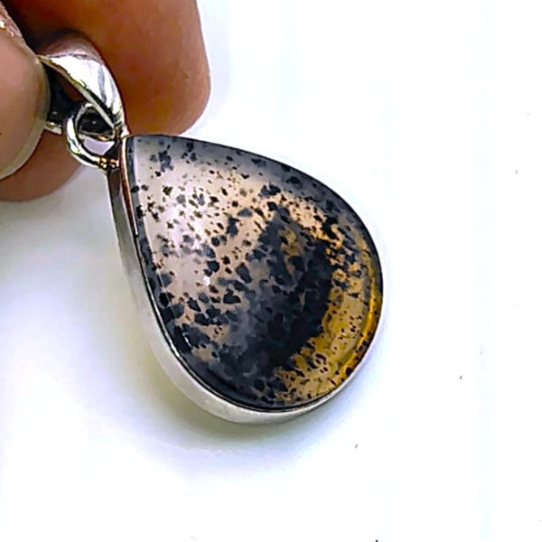 Montana Agate Tear Drop Pendant Sterling Silver