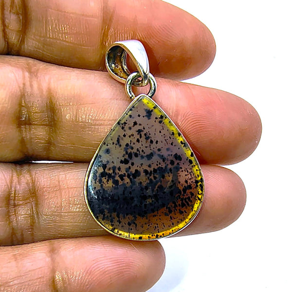 Montana Agate Tear Drop Pendant Sterling Silver
