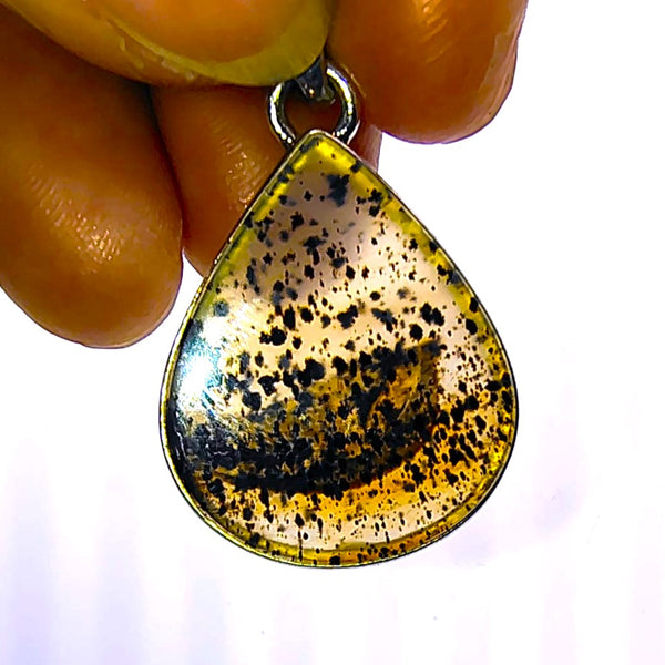 Montana Agate Tear Drop Pendant Sterling Silver