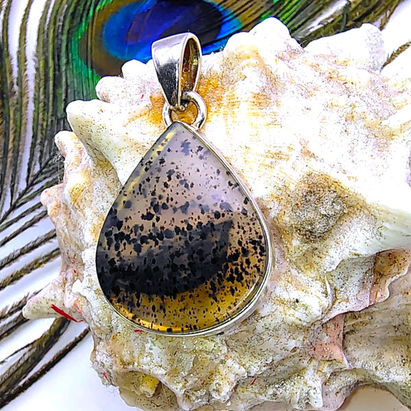 Montana Agate Tear Drop Pendant Sterling Silver
