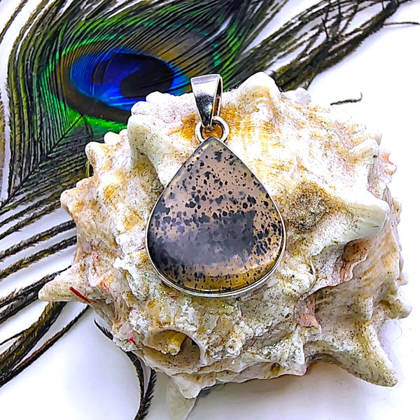 Montana Agate Tear Drop Pendant Sterling Silver
