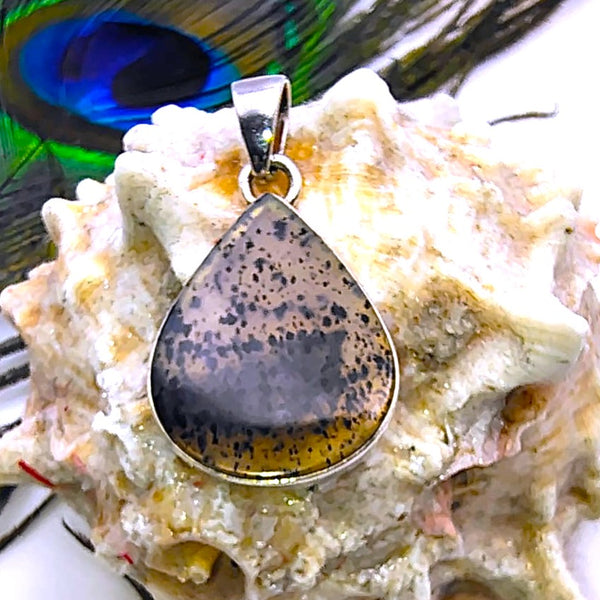 Montana Agate Tear Drop Pendant Sterling Silver