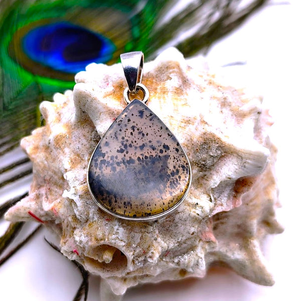Montana Agate Tear Drop Pendant Sterling Silver