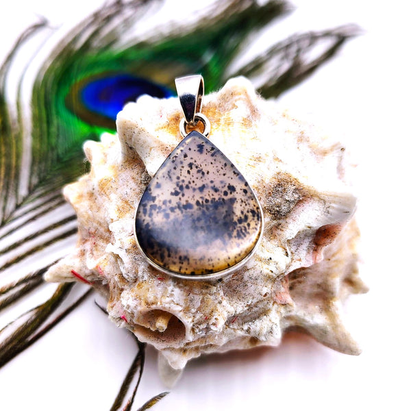 Montana Agate Tear Drop Pendant Sterling Silver
