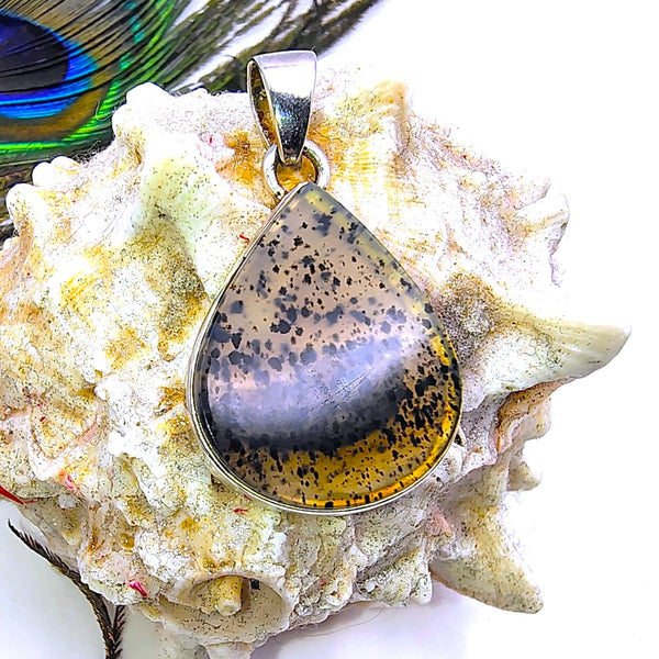 Montana Agate Tear Drop Pendant Sterling Silver