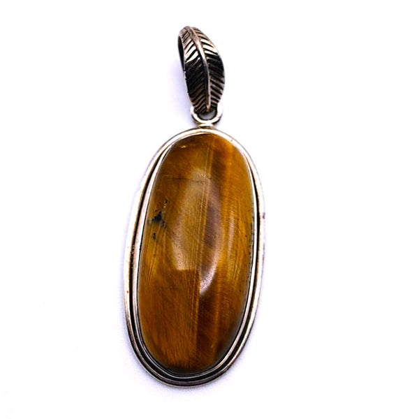 Tiger Eye Oval shape pendant Sterling Silver