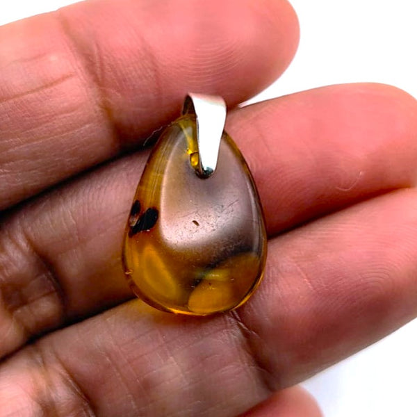 Natural Baltic Amber Pendant Sterling Silver