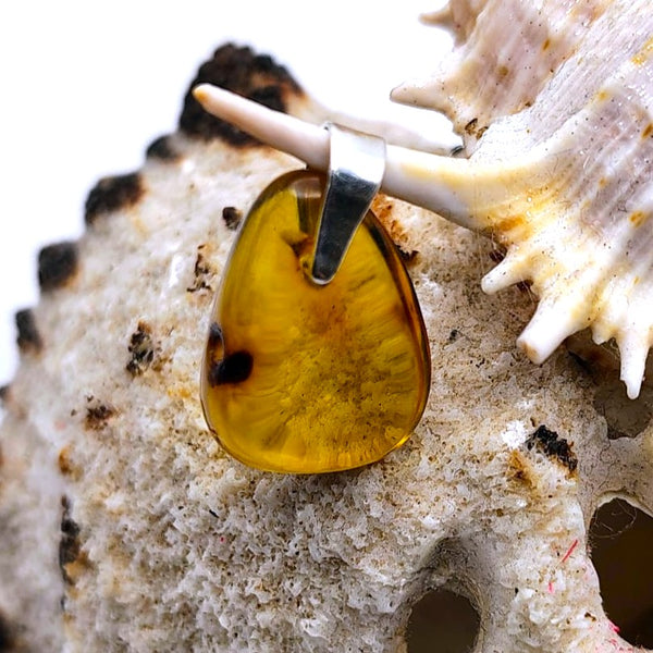 Natural Baltic Amber Pendant Sterling Silver