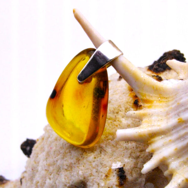 Natural Baltic Amber Pendant Sterling Silver