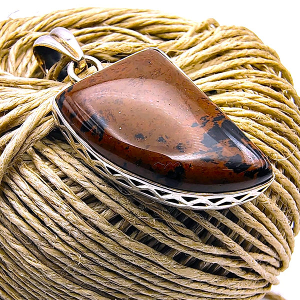 Mahogany Obsidian Pendant Sterling Silver