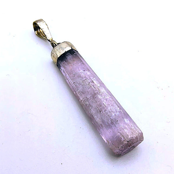 Kunzite Raw Pendant Sterling Silver