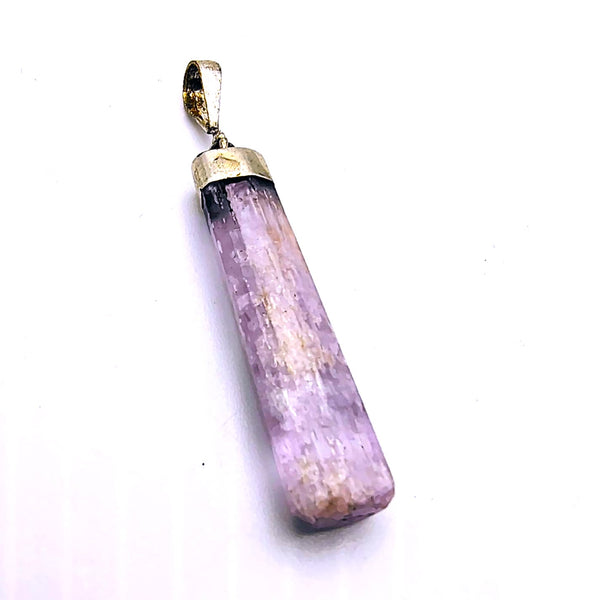 Kunzite Raw Pendant Sterling Silver
