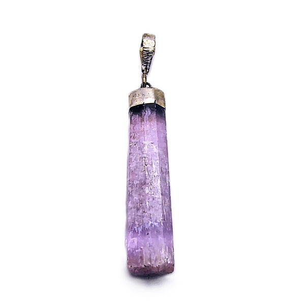Kunzite Raw Pendant Sterling Silver