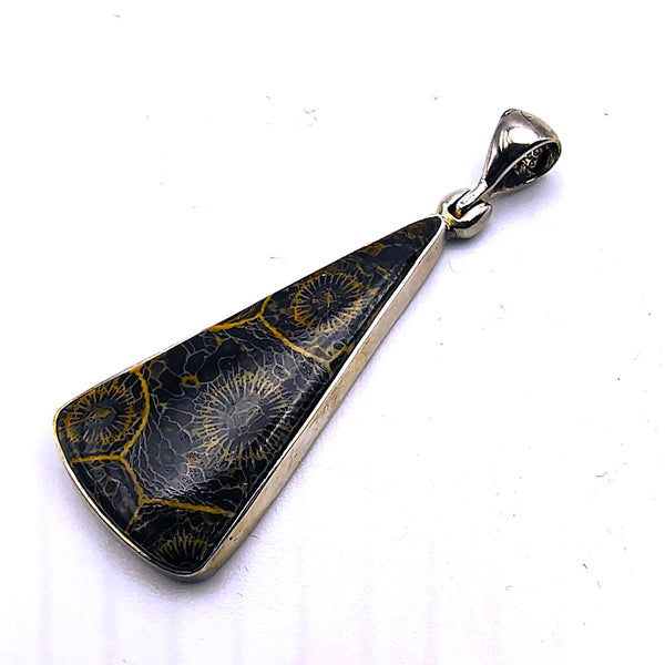 Fossil Coral Triangular Pendant Sterling Silver
