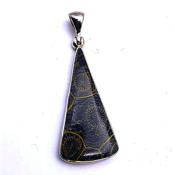Fossil Coral Triangular Pendant Sterling Silver