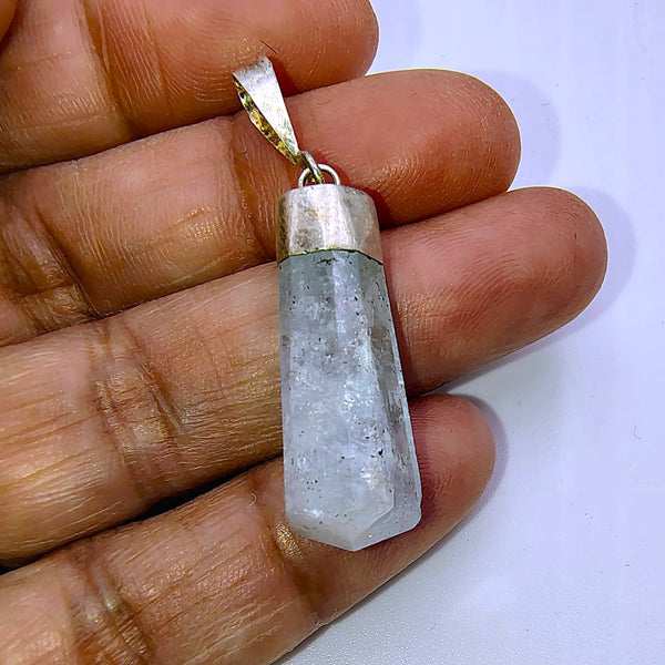 Aquamarine Raw Pendant Sterling Silver