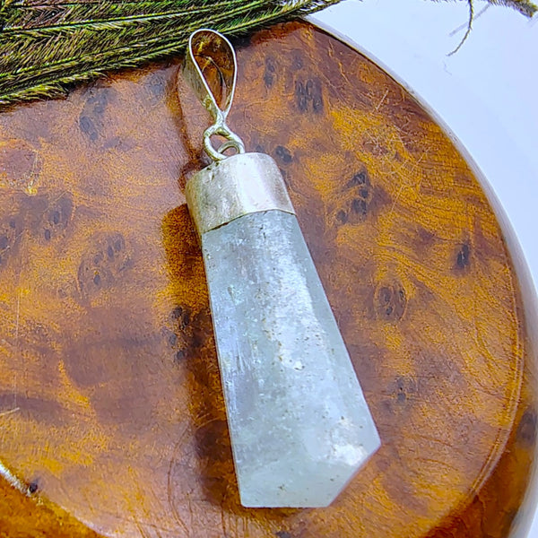 Aquamarine Raw Pendant Sterling Silver