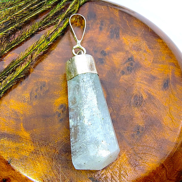 Aquamarine Raw Pendant Sterling Silver
