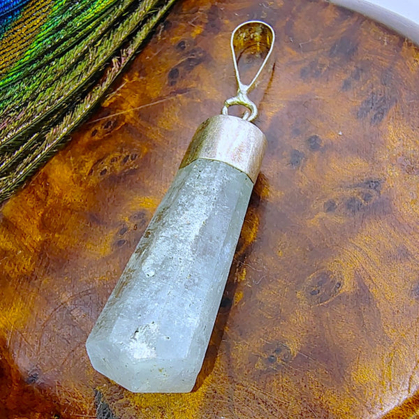 Aquamarine Raw Pendant Sterling Silver